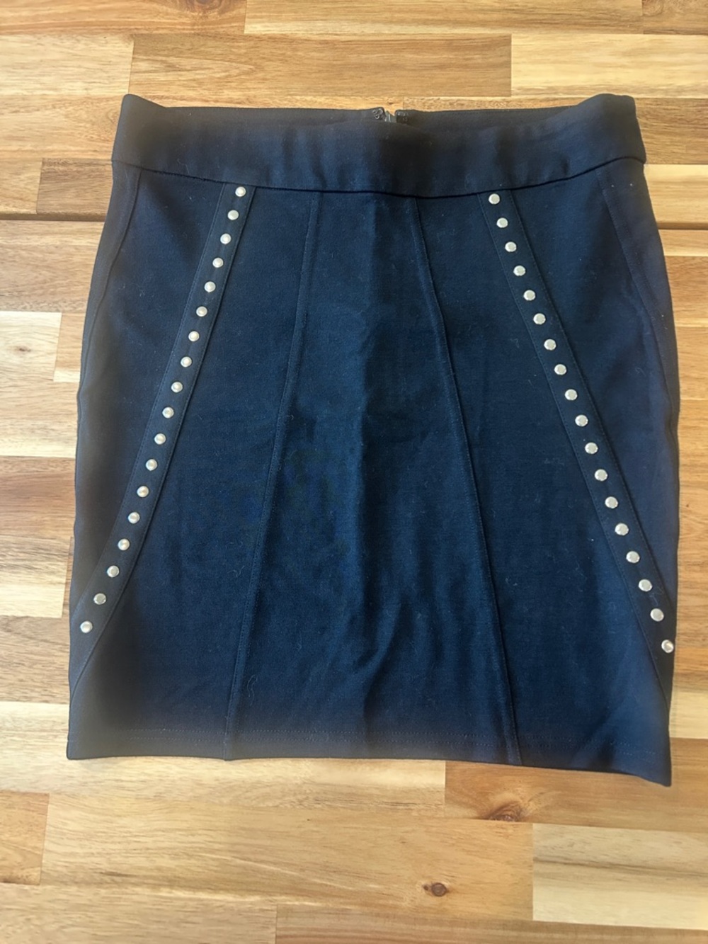 2B Bebe Black Pencil Skirt with Silver Stud Detailing